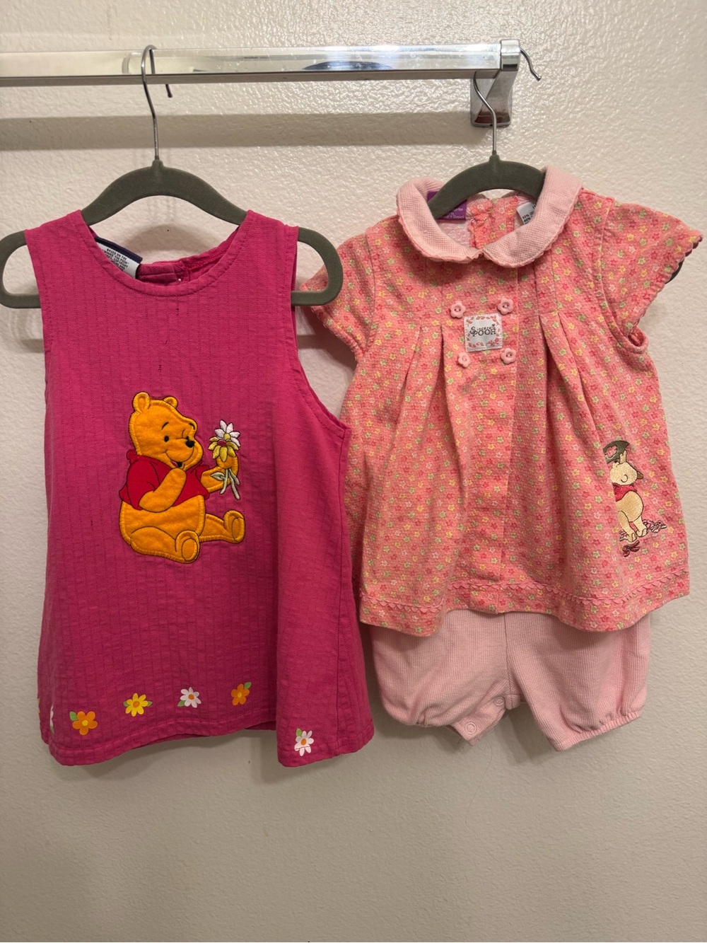 Disney Pink Winnie the Pooh Tank Dress & Floral Top Set